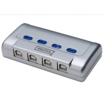 Přepínač Digitus, 4x USB 2.0, stříbrná